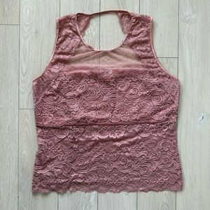 Venus Cut Out Detailed Lace Sleeveless Top in Dusty Pink Women’s Size XL